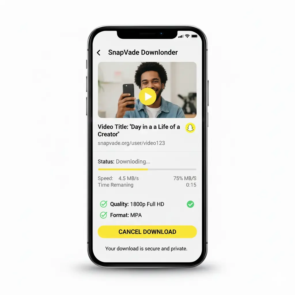 SnapVade downloading interface showing various format options